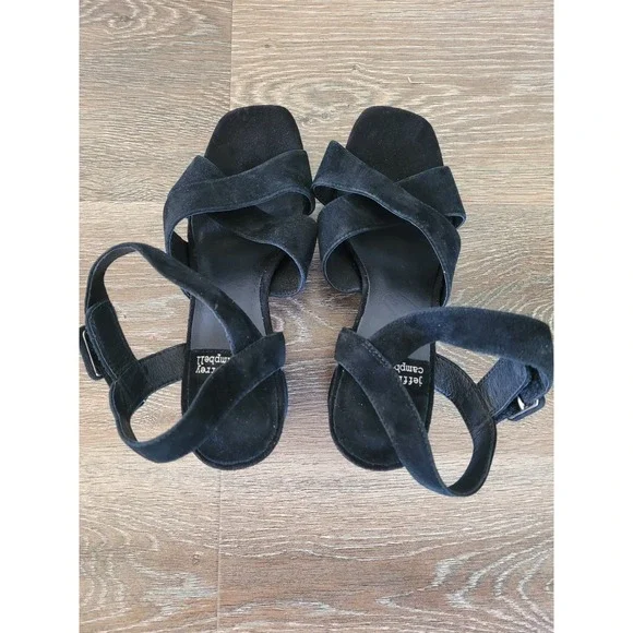 Jeffrey Campbell‎ Suede Heels Ankle Strap Criss Cross Black Size 6 #1 - Picture 5 of 7